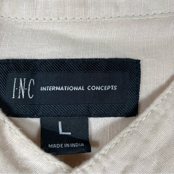 INC International Concepts Men’s L 55% linen/45% cotton, buttondown shirt - Picture 9 of 10